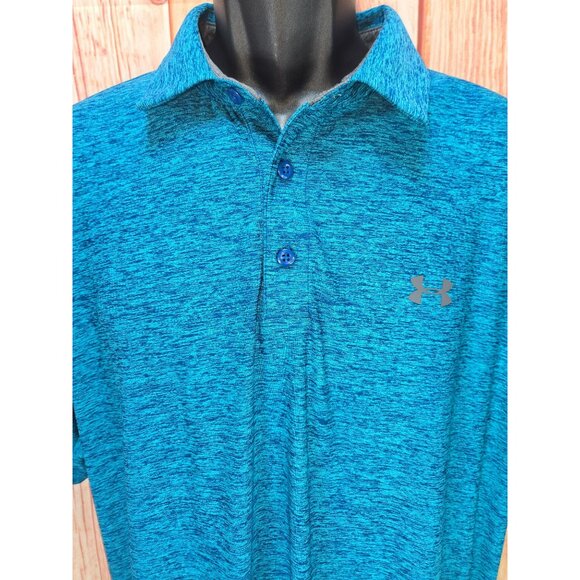 Under Armour Mens HeatGear Blue Polo Shirt XL Loose Fit - Picture 3 of 8